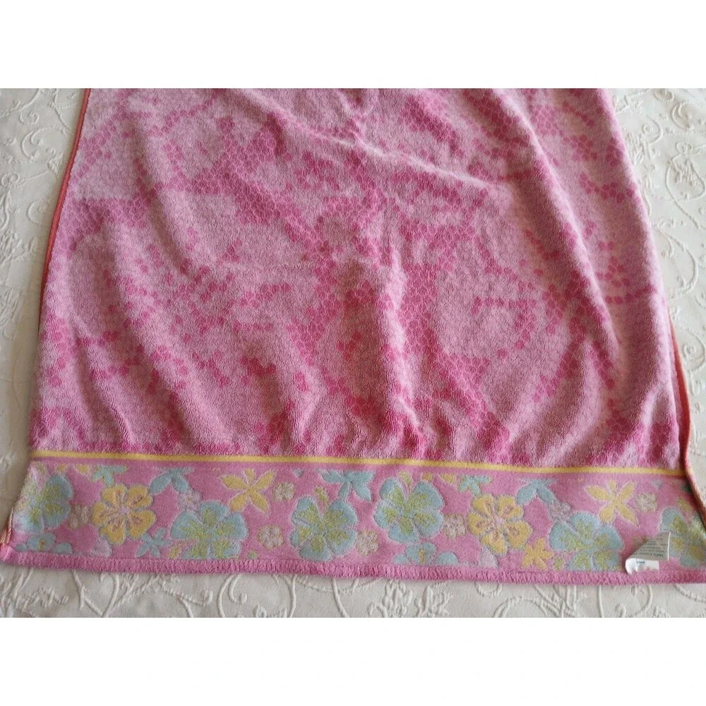VTG Terrisol Karsten Beach Towel India Pastel Colors Beach  Hibiscus Flower Pink